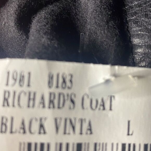 Roots “Richard” Leather Car Coat Vintage Black Treated size L Zip Front Y - Picture 10 of 16